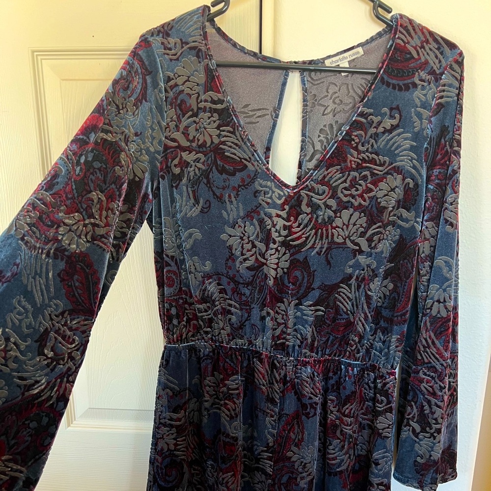 Velvet romper w open back detail